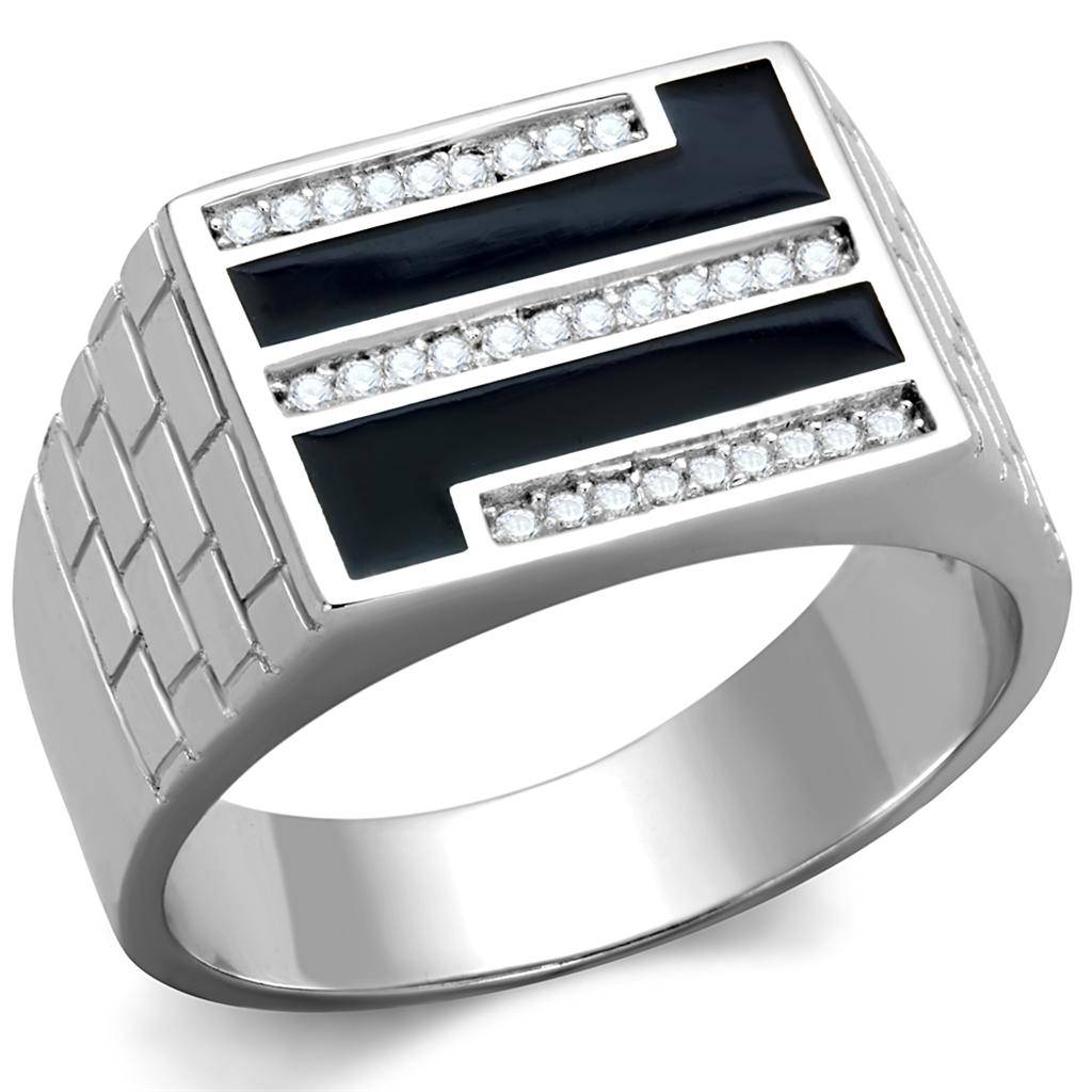 Rhodium 925 Sterling Silver Ring with AAA Grade CZ  in Clear