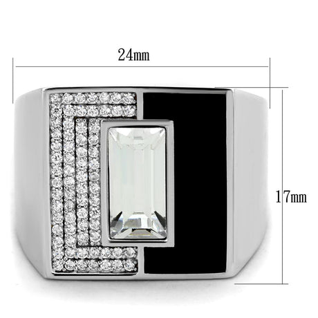 Rhodium 925 Sterling Silver Ring with Top Grade Crystal  in Clear
