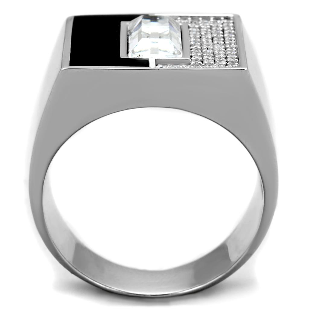 Rhodium 925 Sterling Silver Ring with Top Grade Crystal  in Clear