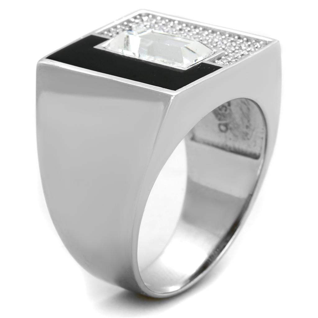 Rhodium 925 Sterling Silver Ring with Top Grade Crystal  in Clear