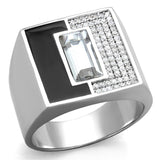 Rhodium 925 Sterling Silver Ring with Top Grade Crystal  in Clear