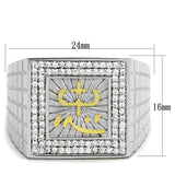 Gold+Rhodium 925 Sterling Silver Ring with AAA Grade CZ  in Clear