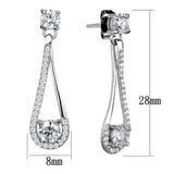 Rhodium 925 Sterling Silver Earrings with AAA Grade CZ  in Clear