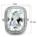 Rhodium 925 Sterling Silver Ring with AAA Grade CZ  in Clear