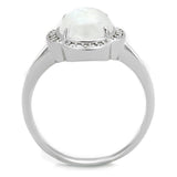 Rhodium 925 Sterling Silver Ring with Semi-Precious Moon Stone in Clear