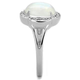 Rhodium 925 Sterling Silver Ring with Semi-Precious Moon Stone in Clear