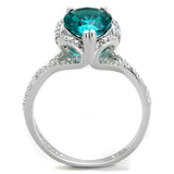 Rhodium 925 Sterling Silver Ring with Synthetic Synthetic Glass in Blue Zircon