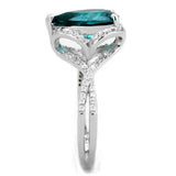 Rhodium 925 Sterling Silver Ring with Synthetic Synthetic Glass in Blue Zircon