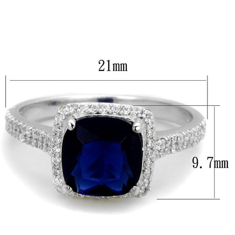 Rhodium 925 Sterling Silver Ring with Synthetic Synthetic Glass in Montana