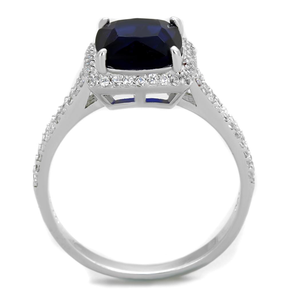 Rhodium 925 Sterling Silver Ring with Synthetic Synthetic Glass in Montana