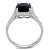 Rhodium 925 Sterling Silver Ring with Synthetic Synthetic Glass in Montana