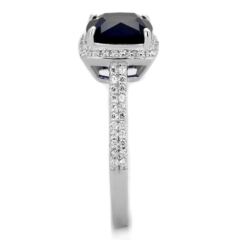 Rhodium 925 Sterling Silver Ring with Synthetic Synthetic Glass in Montana