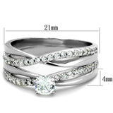 Rhodium 925 Sterling Silver Ring with AAA Grade CZ  in Clear