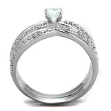 Rhodium 925 Sterling Silver Ring with AAA Grade CZ  in Clear