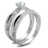 Rhodium 925 Sterling Silver Ring with AAA Grade CZ  in Clear