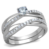 Rhodium 925 Sterling Silver Ring with AAA Grade CZ  in Clear