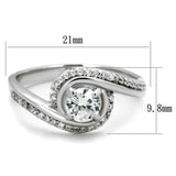 Rhodium 925 Sterling Silver Ring with AAA Grade CZ  in Clear
