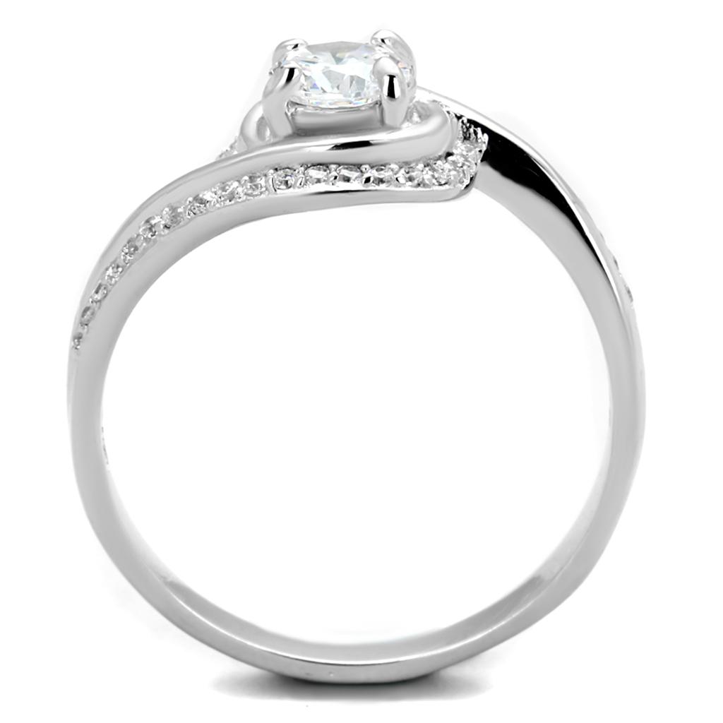 Rhodium 925 Sterling Silver Ring with AAA Grade CZ  in Clear