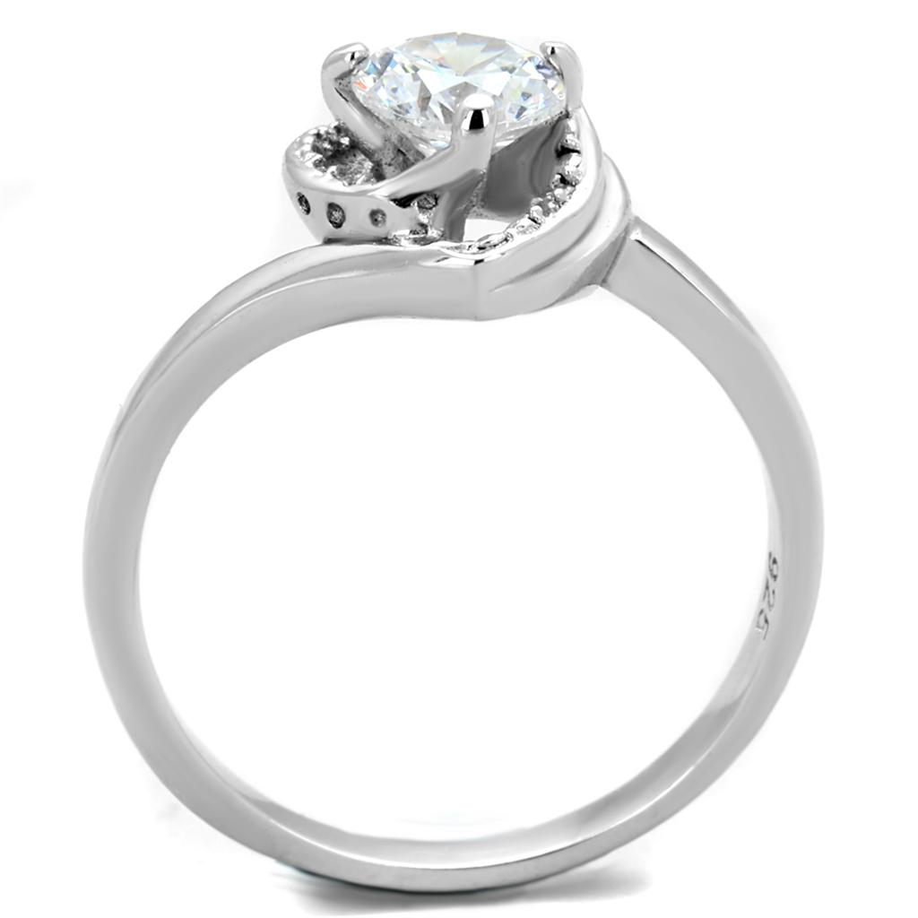 Rhodium 925 Sterling Silver Ring with AAA Grade CZ  in Clear