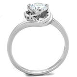 Rhodium 925 Sterling Silver Ring with AAA Grade CZ  in Clear