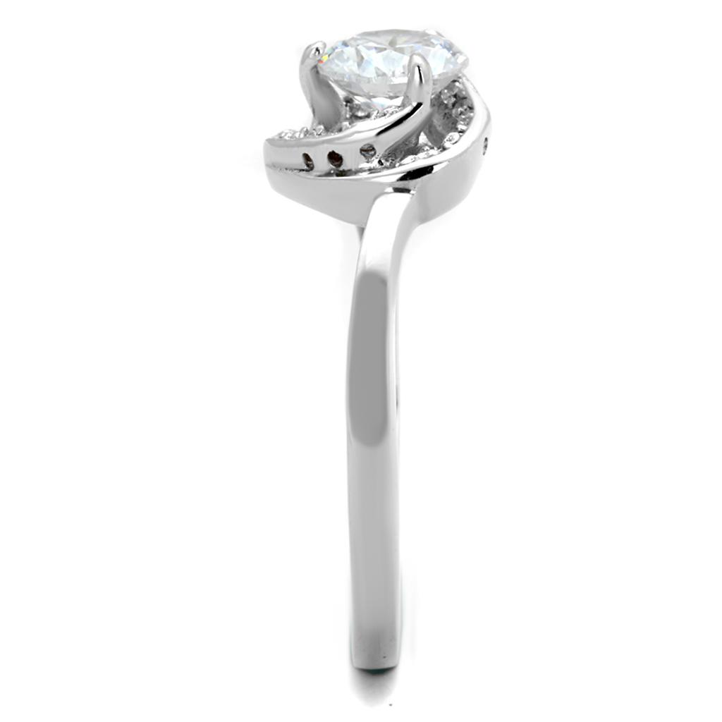 Rhodium 925 Sterling Silver Ring with AAA Grade CZ  in Clear