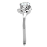 Rhodium 925 Sterling Silver Ring with AAA Grade CZ  in Clear