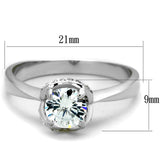 Rhodium 925 Sterling Silver Ring with AAA Grade CZ  in Clear