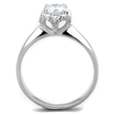 Rhodium 925 Sterling Silver Ring with AAA Grade CZ  in Clear
