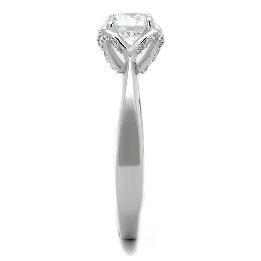 Rhodium 925 Sterling Silver Ring with AAA Grade CZ  in Clear