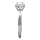 Rhodium 925 Sterling Silver Ring with AAA Grade CZ  in Clear