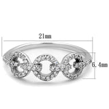 Rhodium 925 Sterling Silver Ring with AAA Grade CZ  in Clear