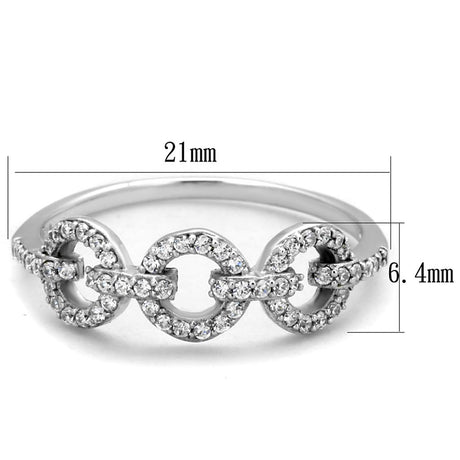 Rhodium 925 Sterling Silver Ring with AAA Grade CZ  in Clear