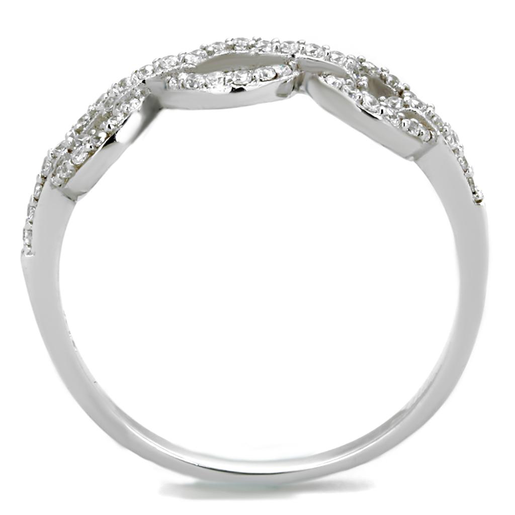Rhodium 925 Sterling Silver Ring with AAA Grade CZ  in Clear