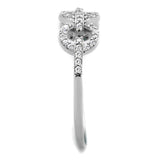 Rhodium 925 Sterling Silver Ring with AAA Grade CZ  in Clear