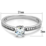 Rhodium 925 Sterling Silver Ring with AAA Grade CZ  in Clear