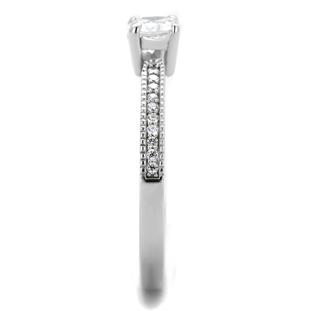 Rhodium 925 Sterling Silver Ring with AAA Grade CZ  in Clear