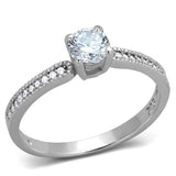 Rhodium 925 Sterling Silver Ring with AAA Grade CZ  in Clear