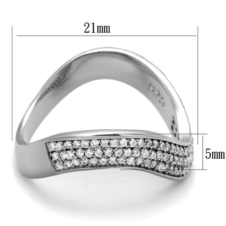 Rhodium 925 Sterling Silver Ring with AAA Grade CZ  in Clear