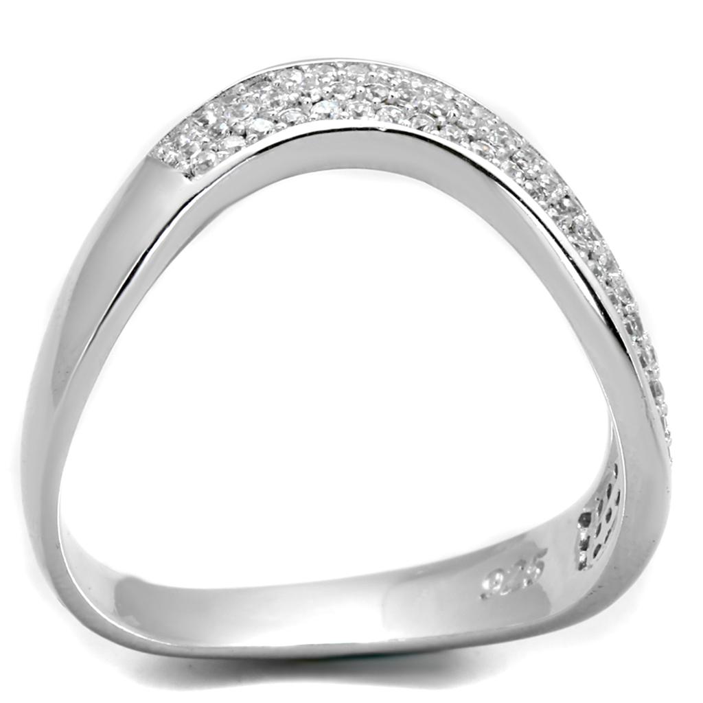 Rhodium 925 Sterling Silver Ring with AAA Grade CZ  in Clear