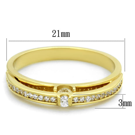 Gold 925 Sterling Silver Ring with AAA Grade CZ  in Clear
