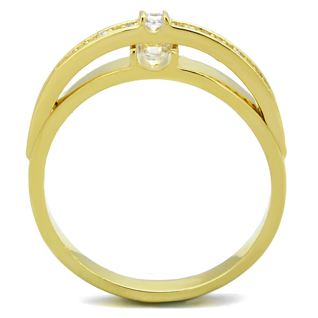 Gold 925 Sterling Silver Ring with AAA Grade CZ  in Clear