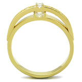 Gold 925 Sterling Silver Ring with AAA Grade CZ  in Clear