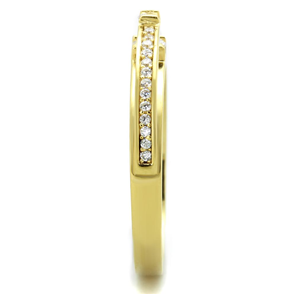 Gold 925 Sterling Silver Ring with AAA Grade CZ  in Clear