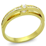 Gold 925 Sterling Silver Ring with AAA Grade CZ  in Clear