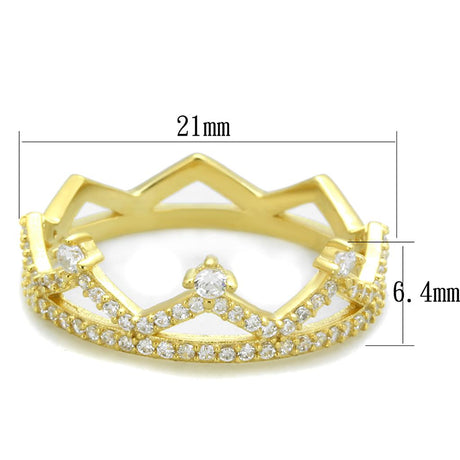 Gold 925 Sterling Silver Ring with AAA Grade CZ  in Clear