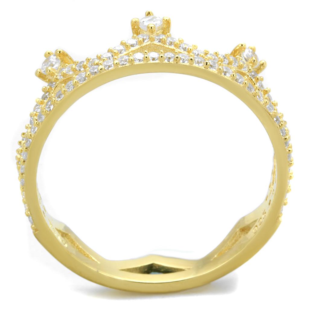 Gold 925 Sterling Silver Ring with AAA Grade CZ  in Clear