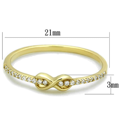 Gold 925 Sterling Silver Ring with AAA Grade CZ  in Clear