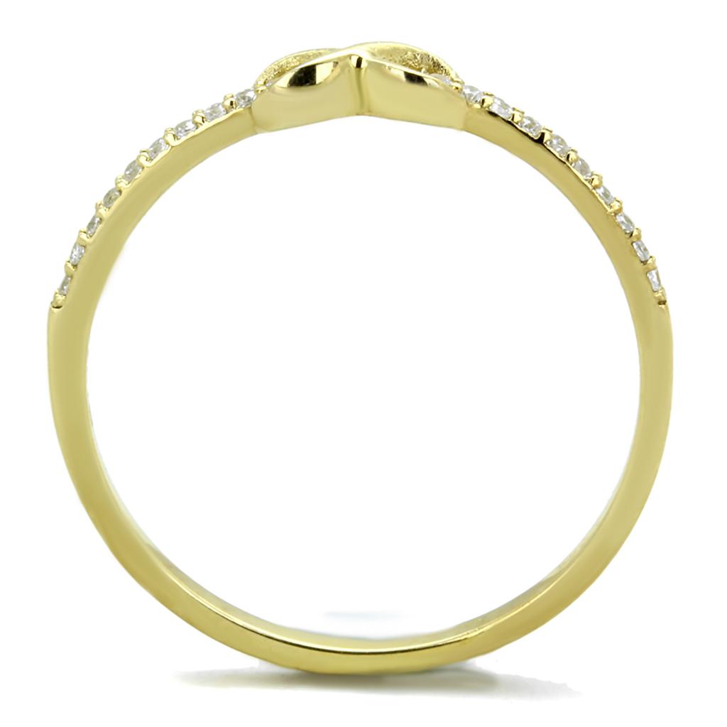 Gold 925 Sterling Silver Ring with AAA Grade CZ  in Clear