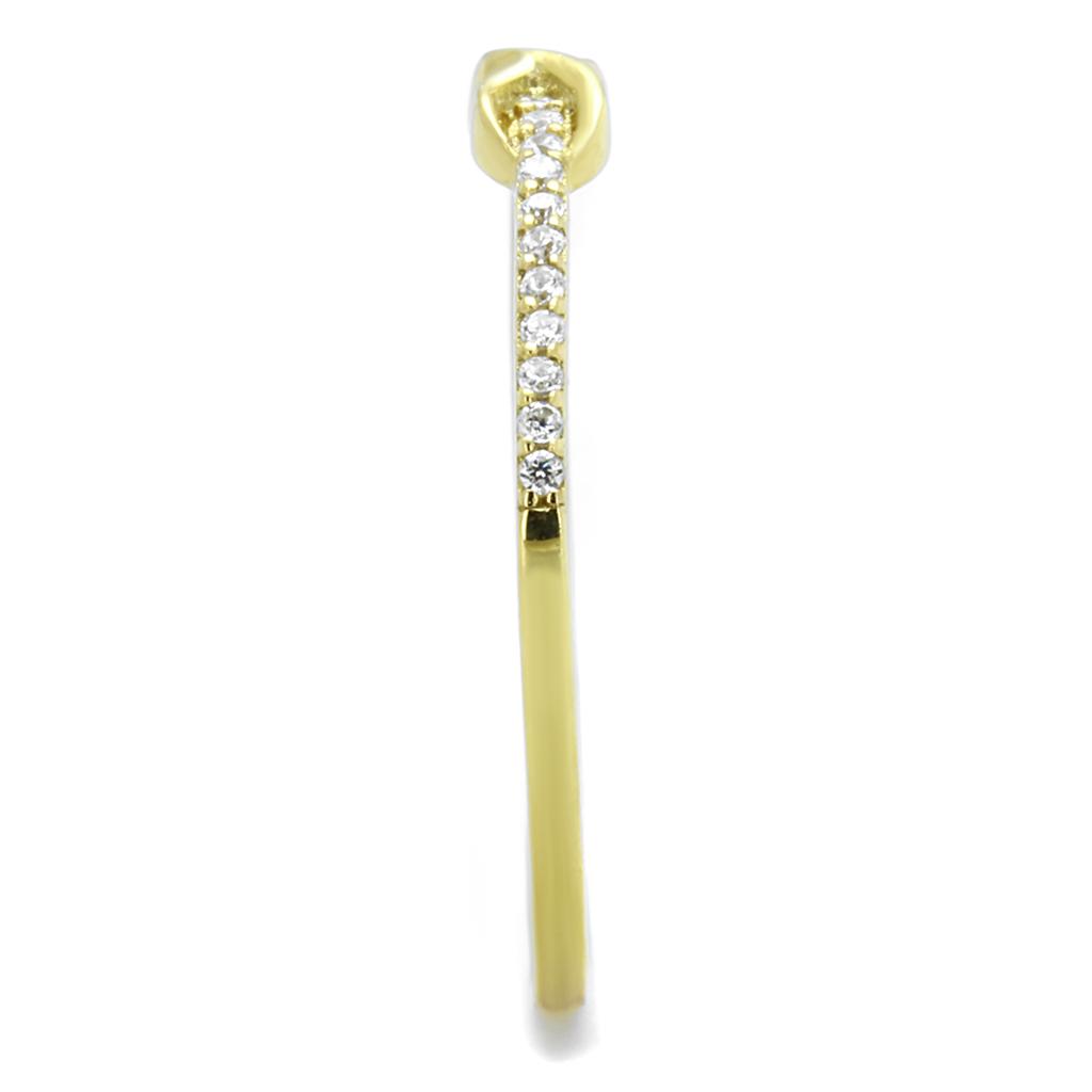 Gold 925 Sterling Silver Ring with AAA Grade CZ  in Clear