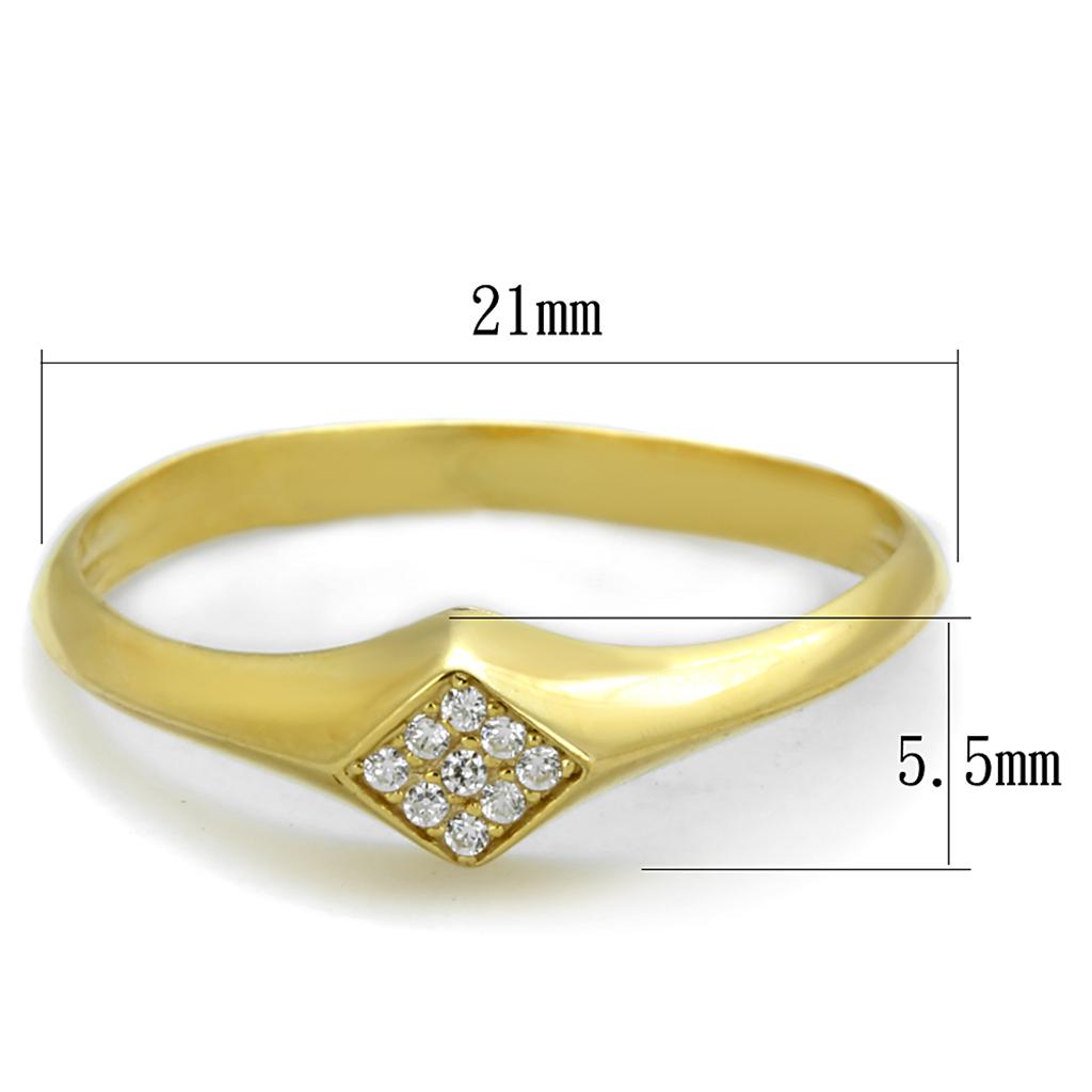 Gold 925 Sterling Silver Ring with AAA Grade CZ  in Clear